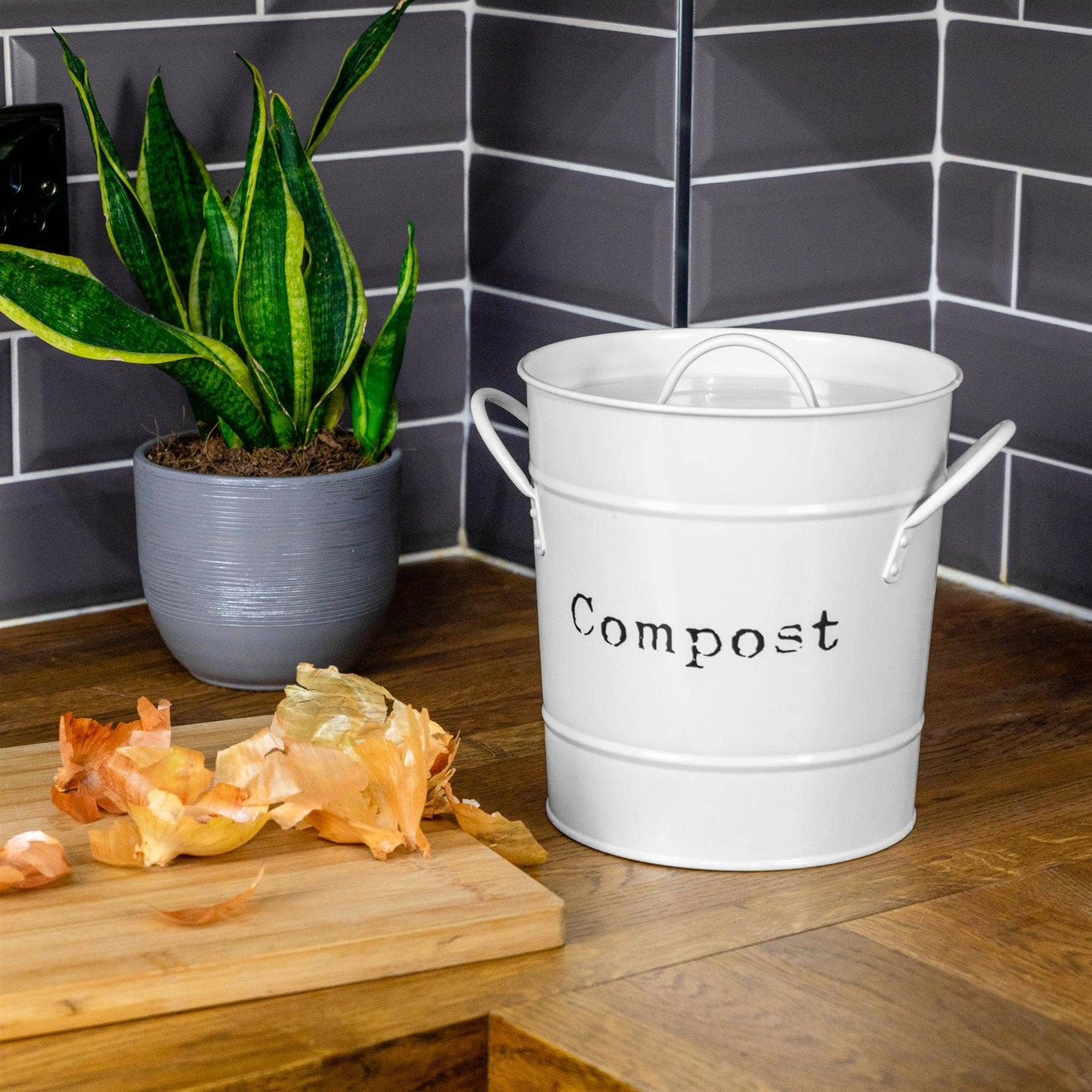 Harbour Housewares Compost Bin Canister - Matte White