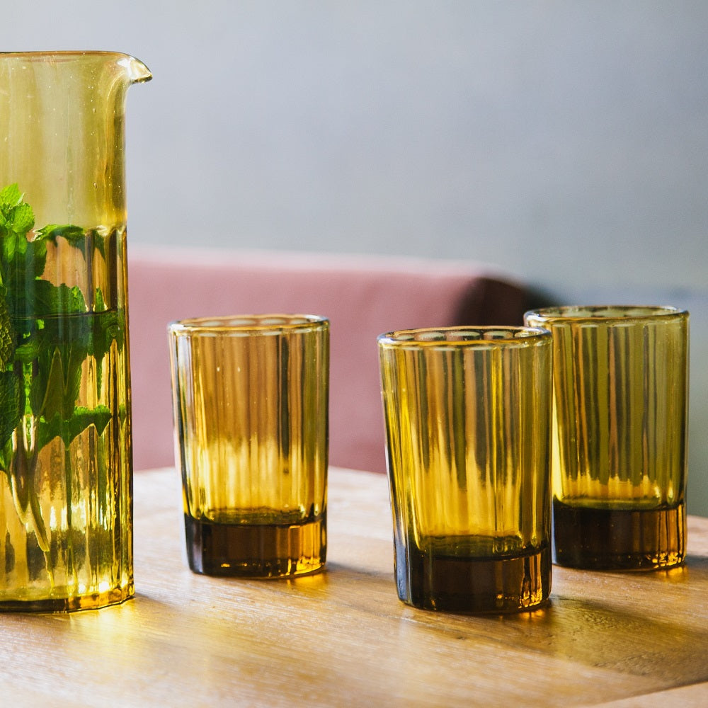 Brut Amber Reed Water Glass