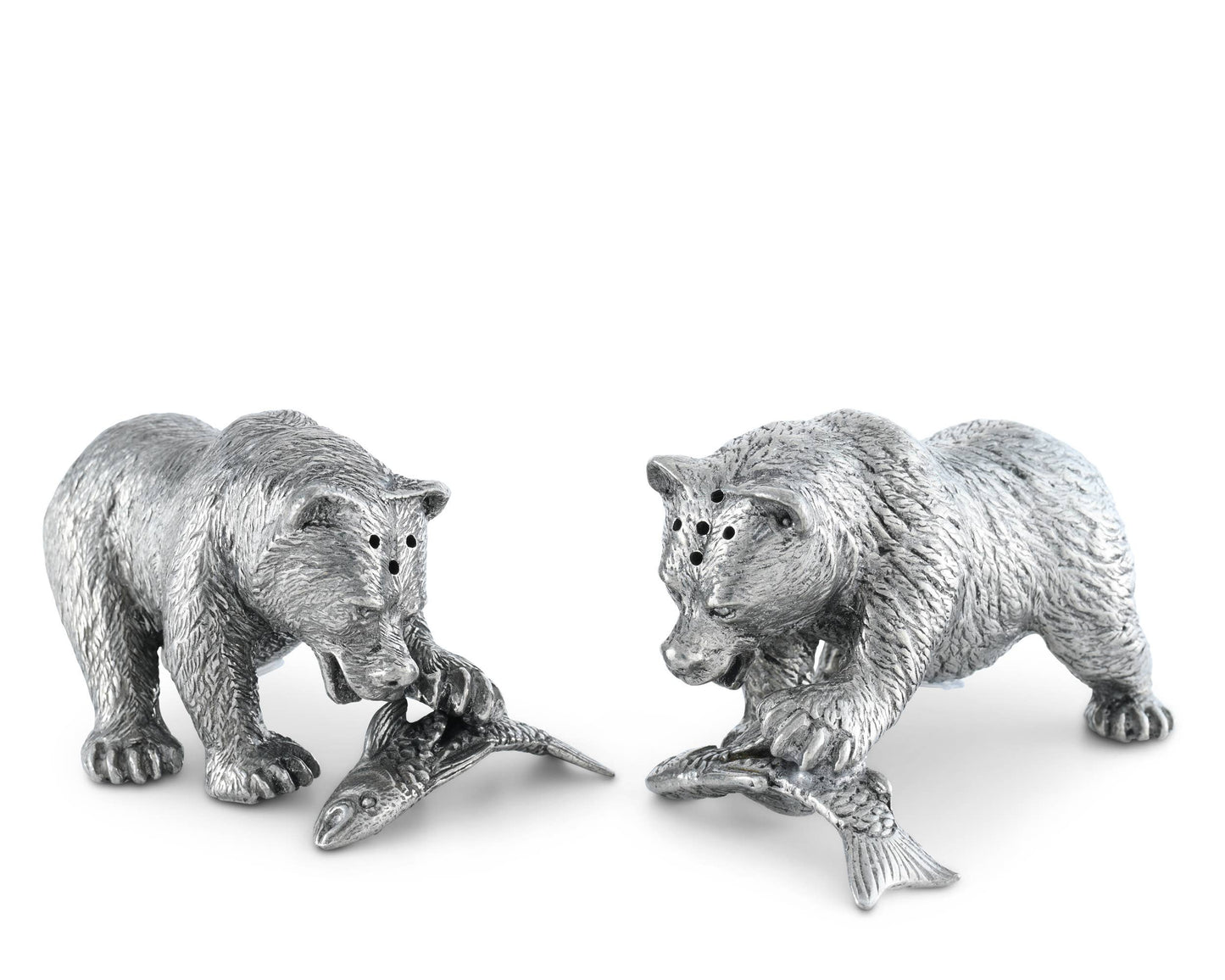 Pewter Fishing Bear Salt & Pepper Set