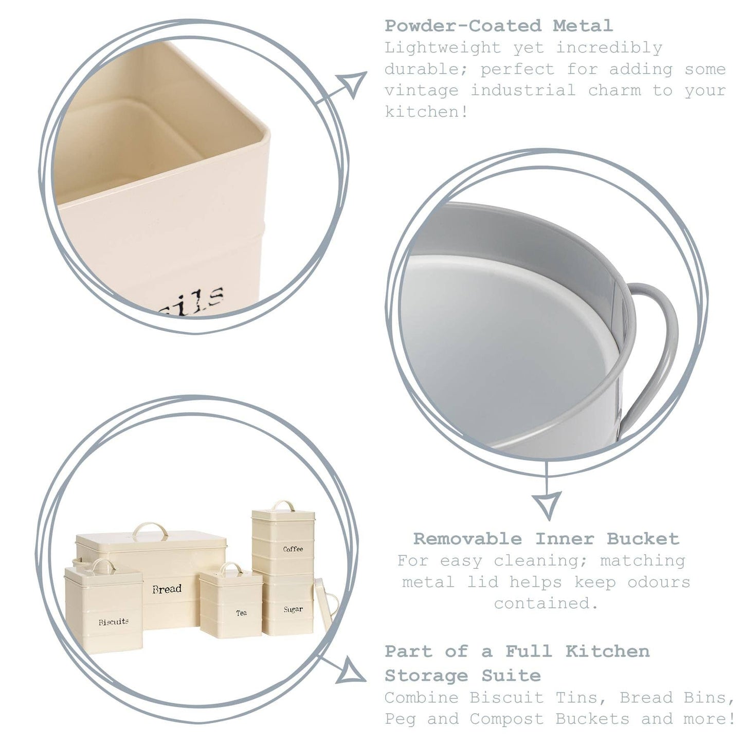 Harbour Housewares Compost Bin Canister - Matte White