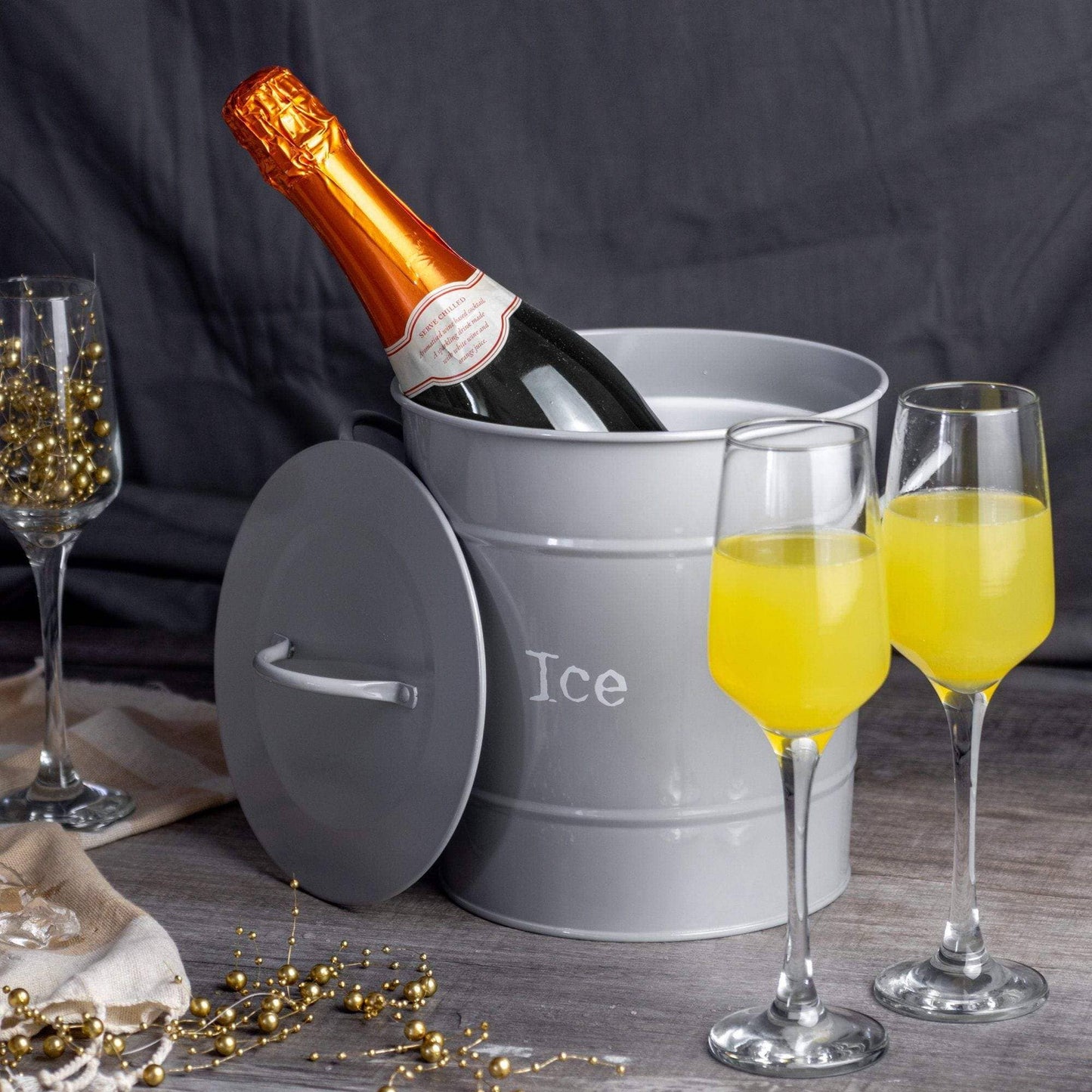 Ice Bucket with Lid & Scoop Grey