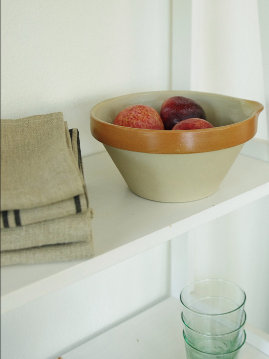 Vintage Brown Rim Bowl (pan) Poterie Renault- 2L