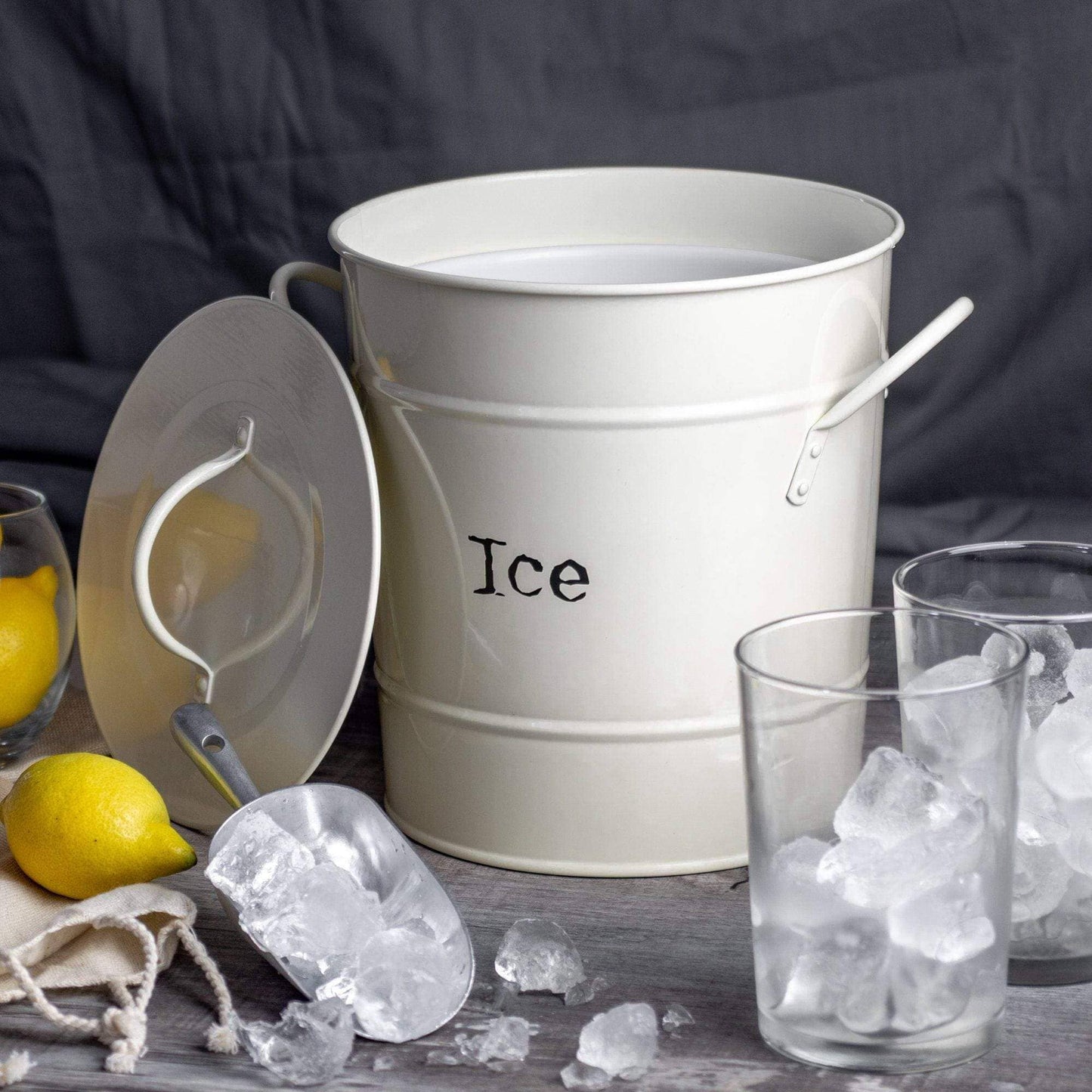 Ice Bucket with Lid & Scoop-Matte White