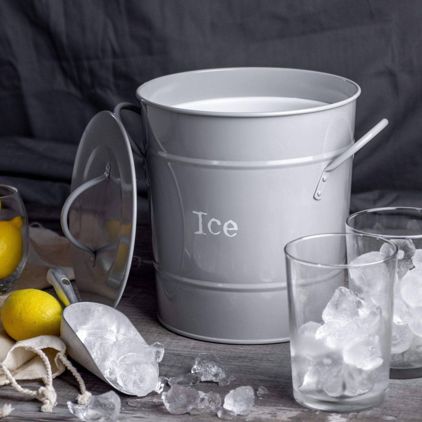 Ice Bucket with Lid & Scoop Grey