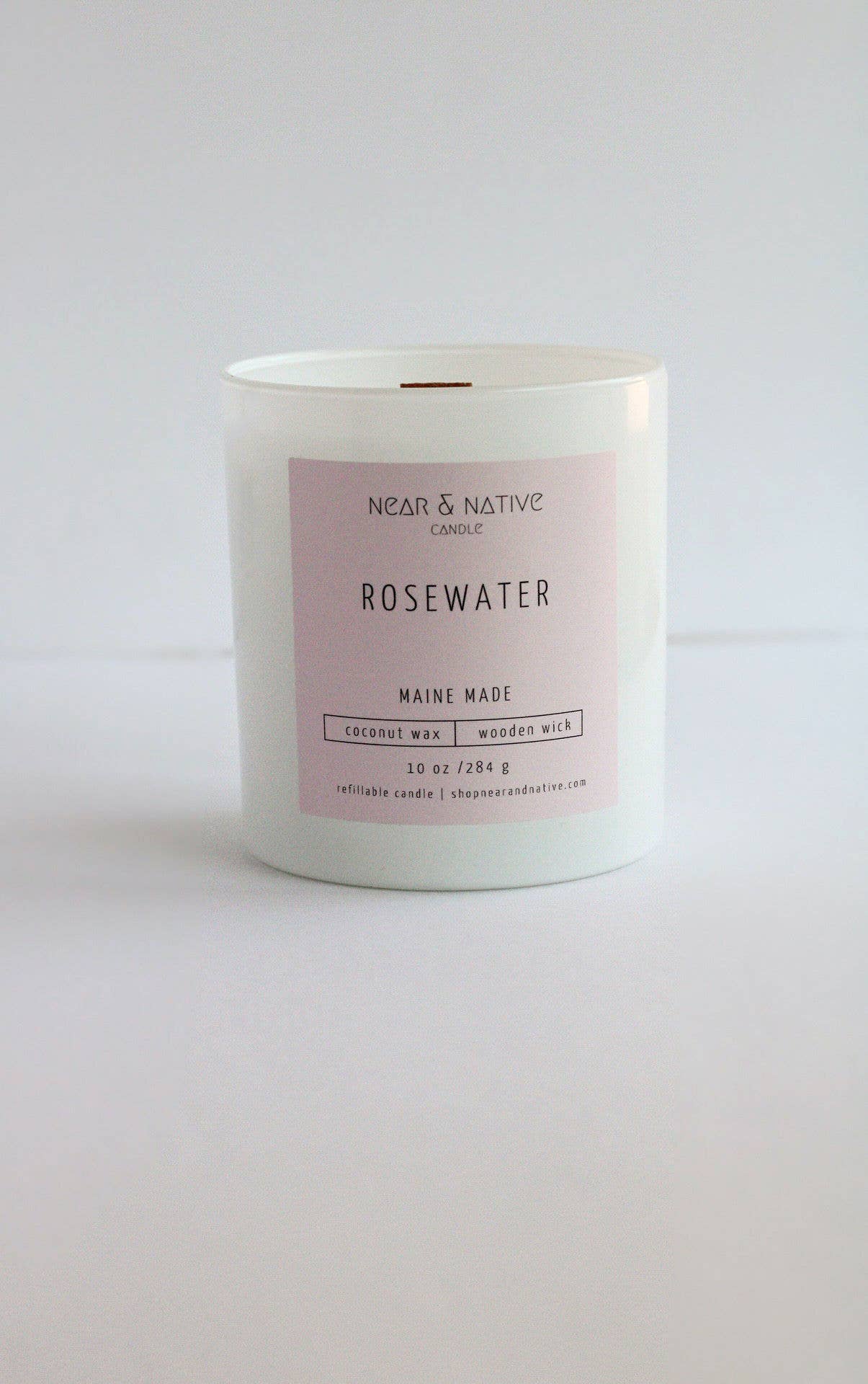 Rosewater 10 oz Refillable Wood Wick Candle