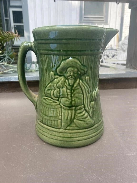 Nelson McCoy Ceramic Pottery Green Buccaneer Pirate Tankard Pitcher