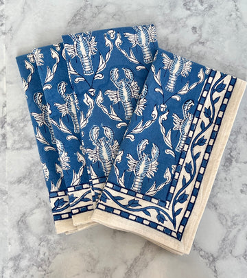Blue Lobster Napkins - Starboard Linen
