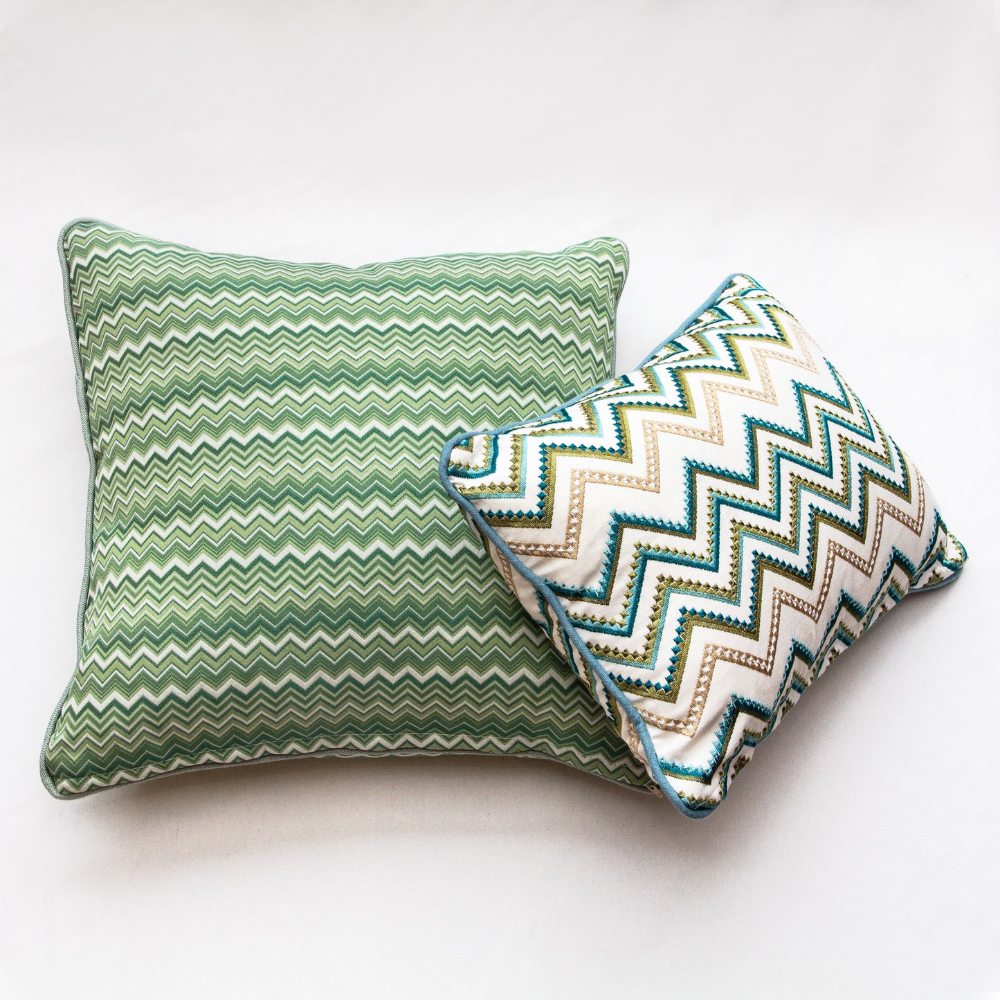 Designer Square Green Zig Zag Pillow, LIMITED ITEM
