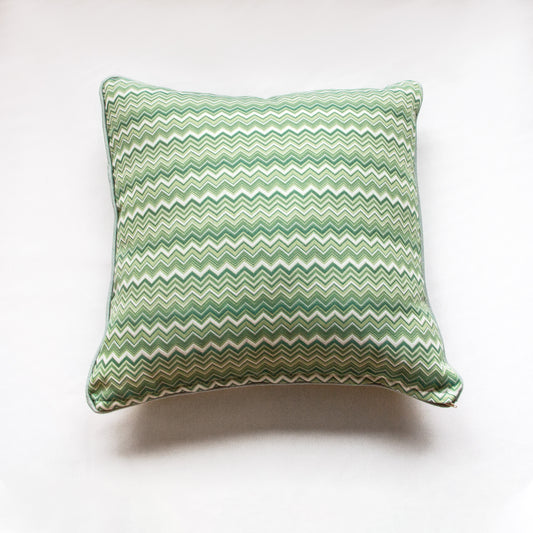 Designer Square Green Zig Zag Pillow, LIMITED ITEM